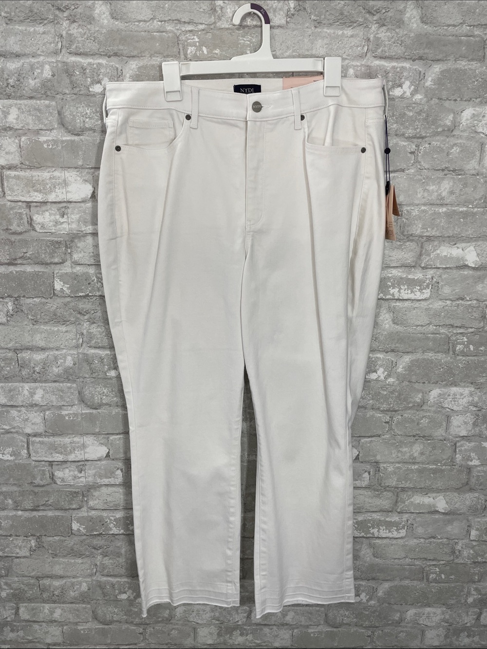 NYDJ White Marilyn Straight Jeans